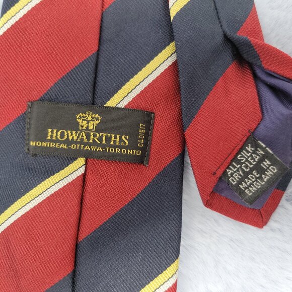 Howarth's Red and Blue Stripe Silk Neck Tie EUC - Picture 4 of 5